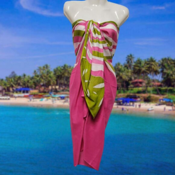 Cover Up Handpainted Cotton Batik Coverups Strapless Dress Wrapskirt Home Accent - Picture 2 of 6